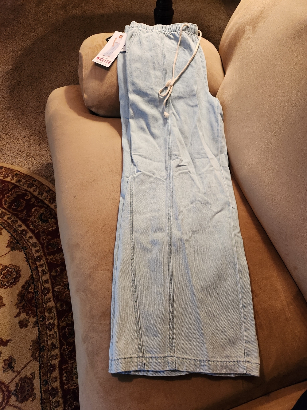 Celebrity Pink Light Blue Drawstring Wide Leg Jeans